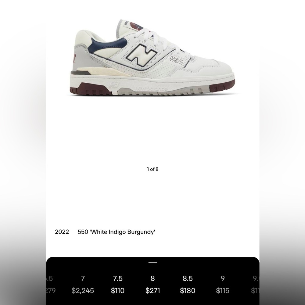 Men’s New Balance 550 White Indigo Burgundy